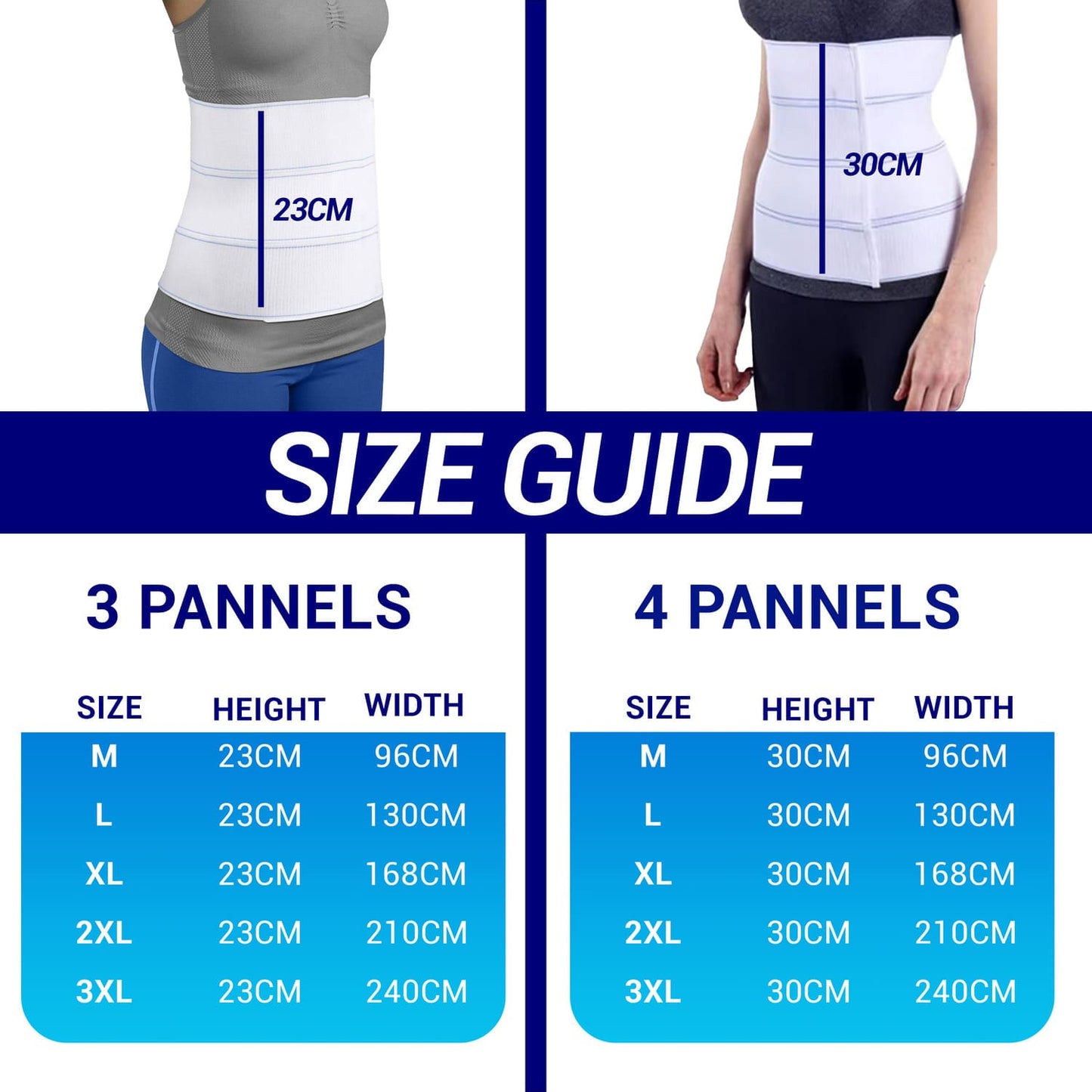 Abdominal binder size guide for men and women – Australian waist measurement chart
