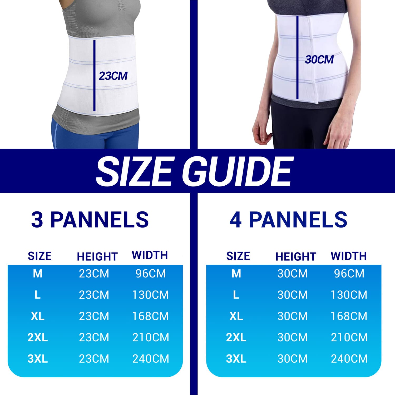 Abdominal binder size guide for men and women – waist measurement chart for proper fit in Australia
