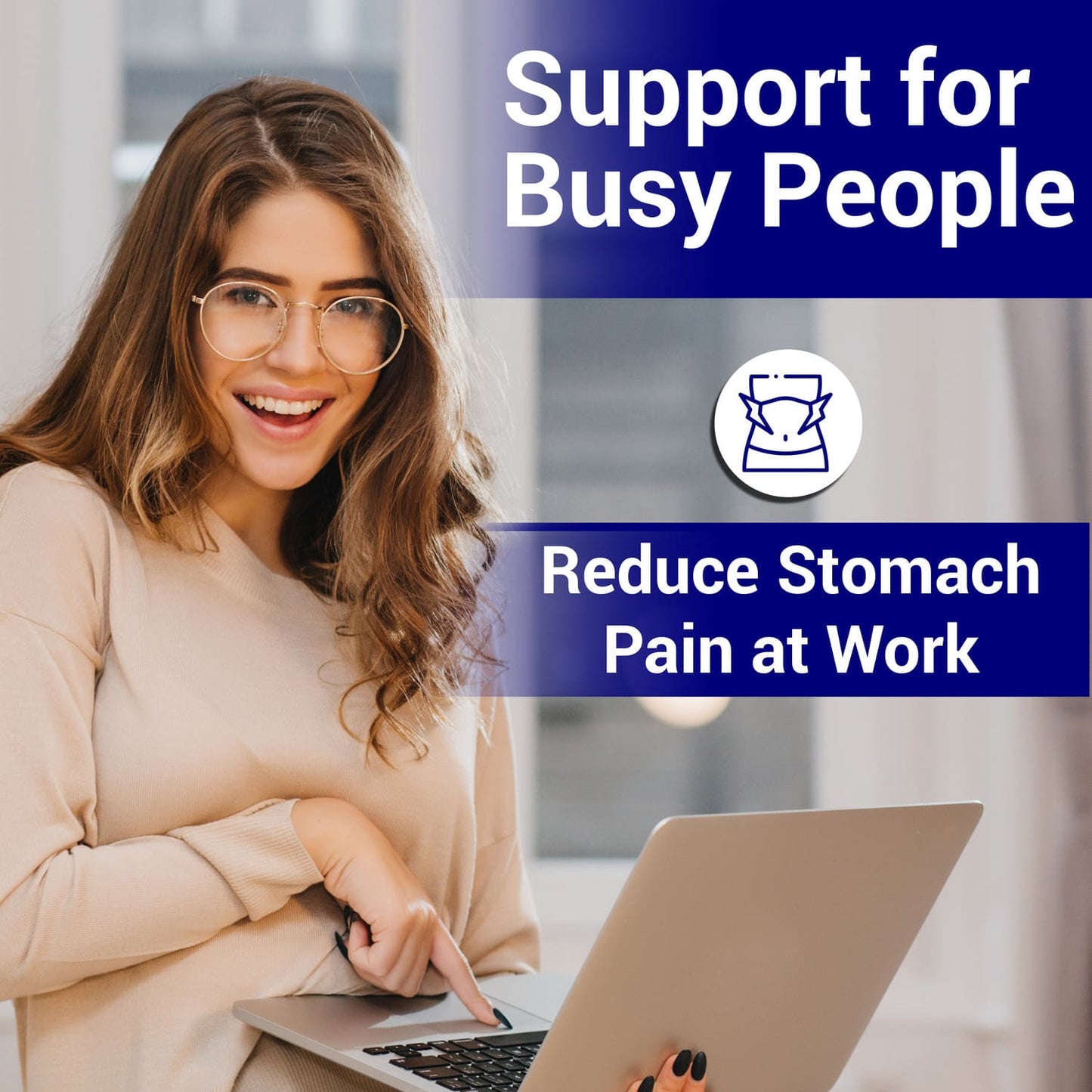Abdominal binder support for busy people – reduces stomach pain and discomfort during work hours