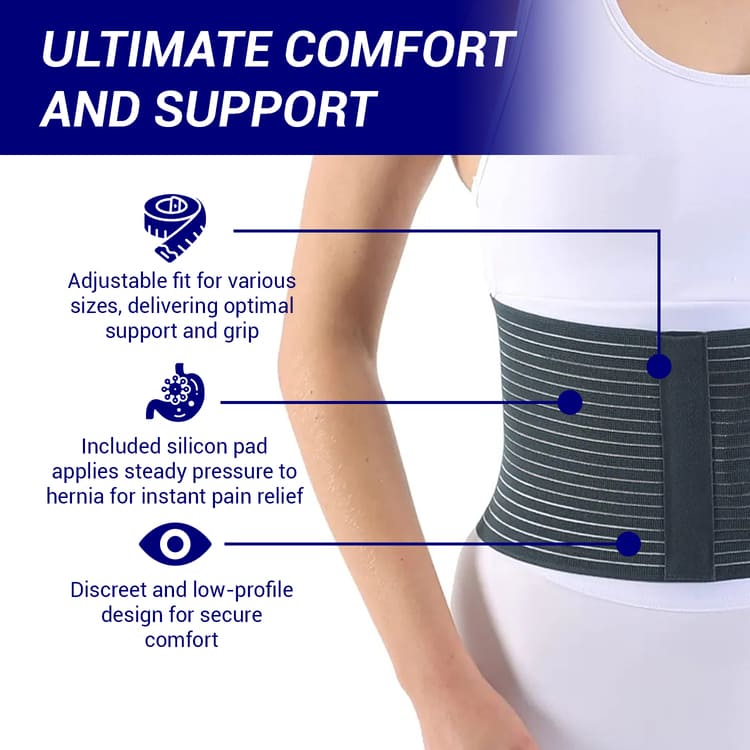 Adjustable, discreet, and low-profile umbilical hernia belt for abdominal support – perfect for everyday use and hernia relief in Australia