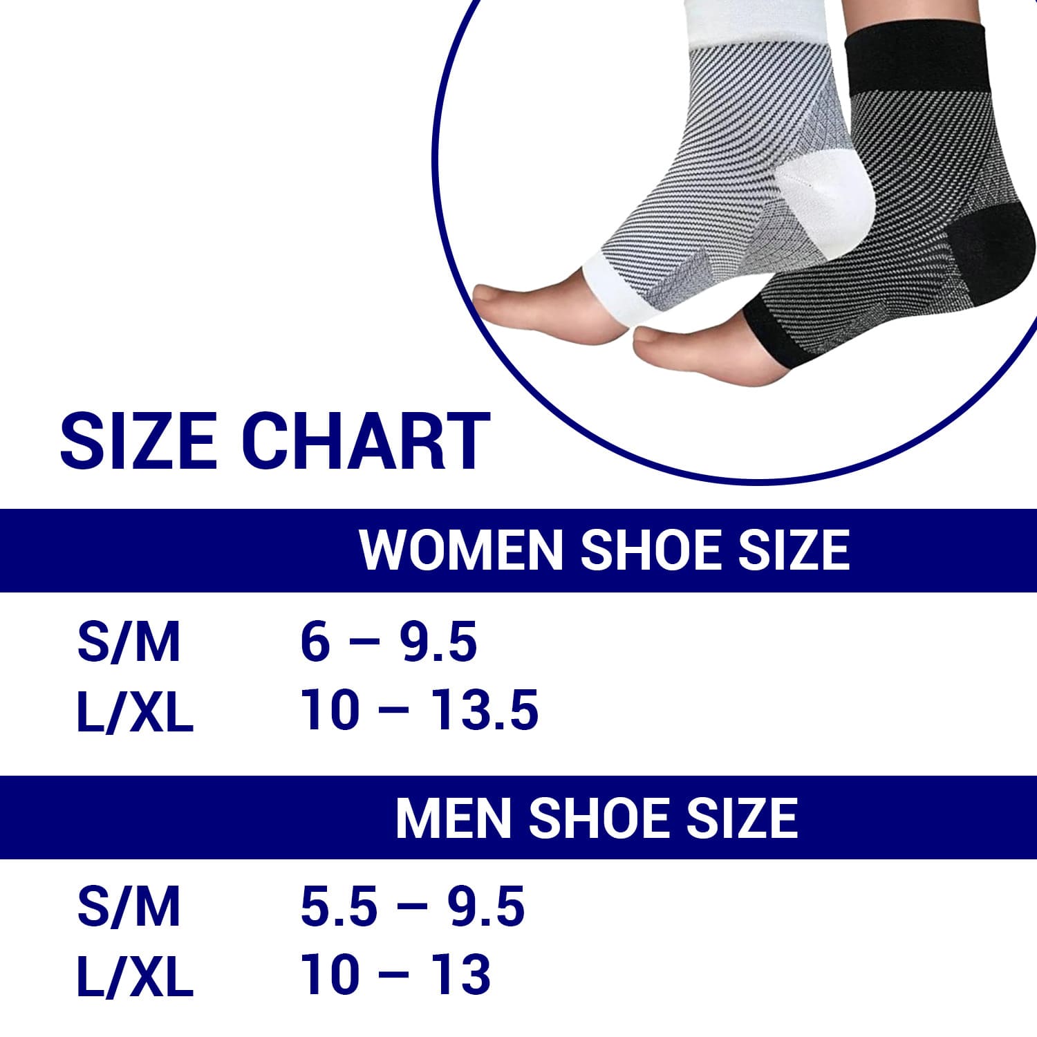 Size chart for compression socks – find the perfect fit for foot and ankle support, designed for men and women in Australia seeking pain relief and comfort