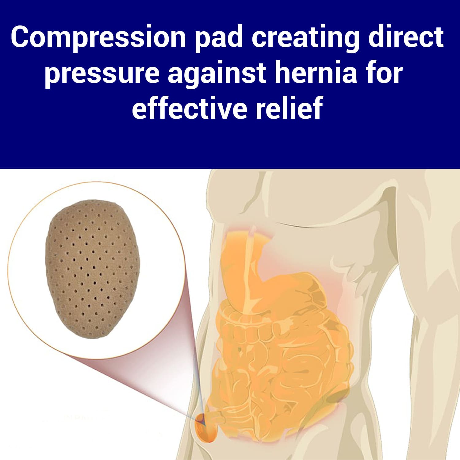 Inguinal hernia belt with built-in compression pad – provides targeted support for men with groin hernias in Australia, ideal for pain relief and daily wear