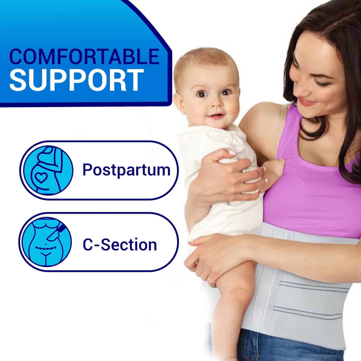 New mom wearing abdominal binder after C-section surgery – postpartum recovery support belt in Australia