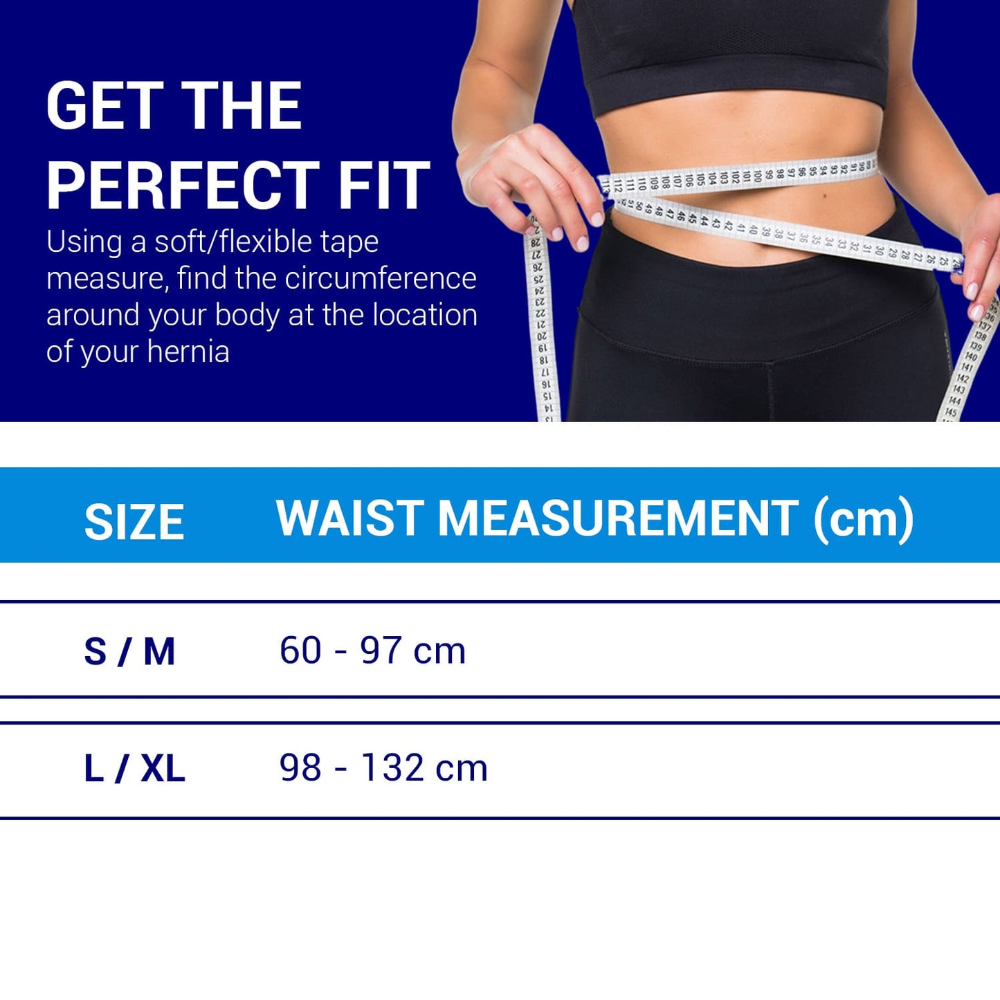Umbilical hernia belt size chart – detailed sizing guide for abdominal support to ensure the perfect fit – available in Australia