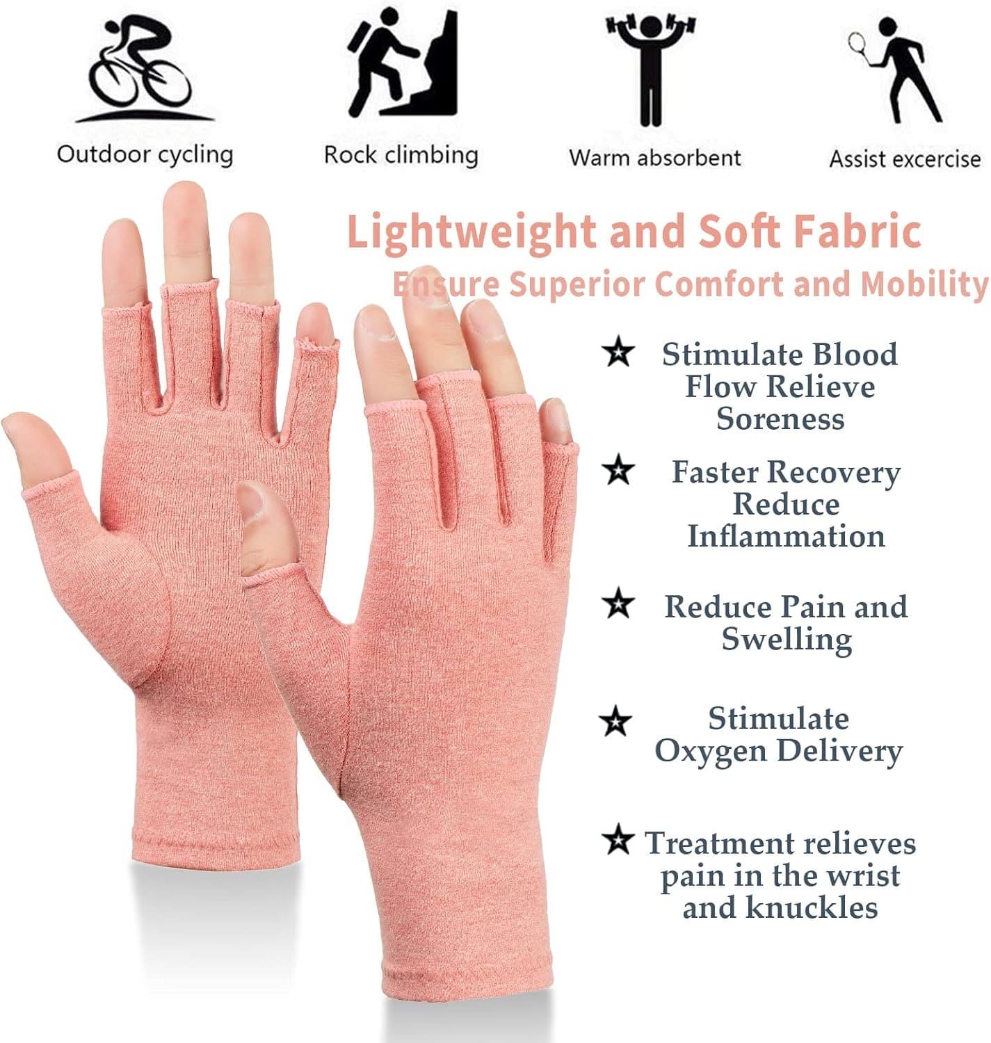 Therapeutic Arthritis Compression Gloves for Hand Pain & Swelling Relief | Open-Finger Design