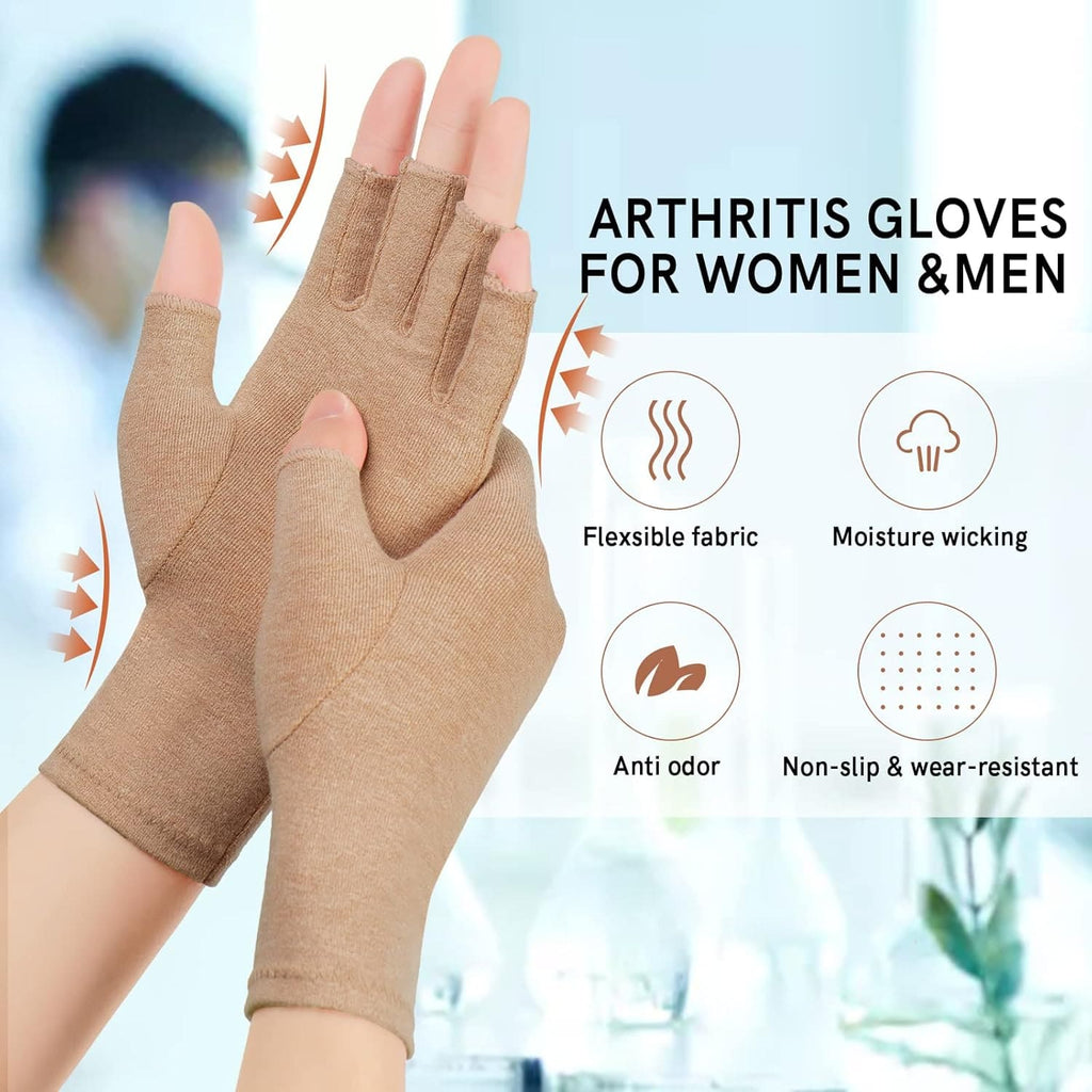 Therapeutic Arthritis Compression Gloves for Hand Pain & Swelling Relief | Open-Finger Design