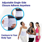Three women wearing abdominal binders in different sizes to show fit and comfort – ideal for postpartum or abdominal support in Australia.