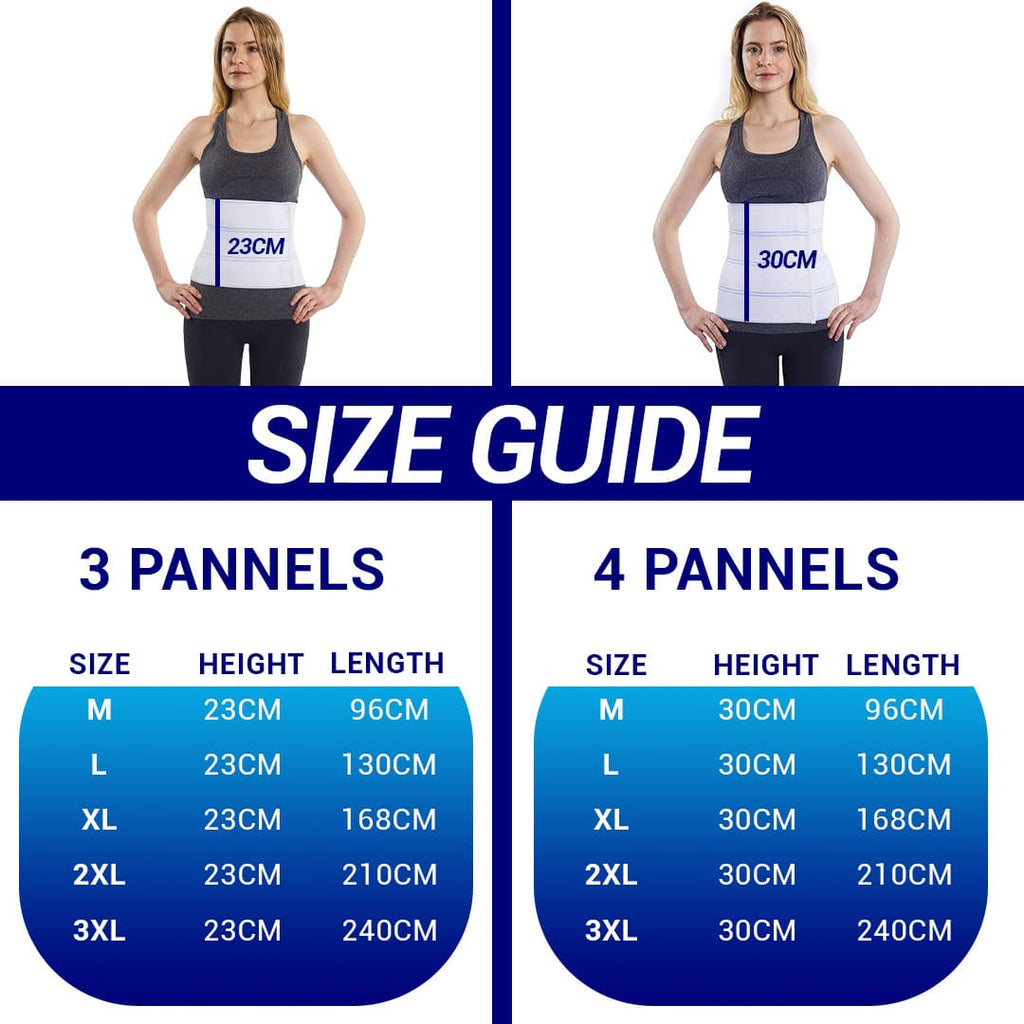 Abdominal binder size guide for men and women – waist measurement chart for proper fit in Australia