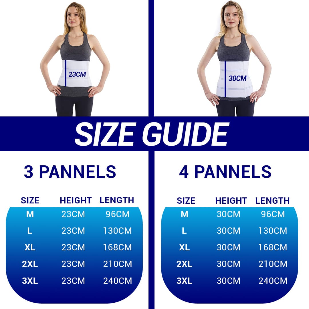 Abdominal binder size guide for men and women – waist measurement chart for proper fit in Australia