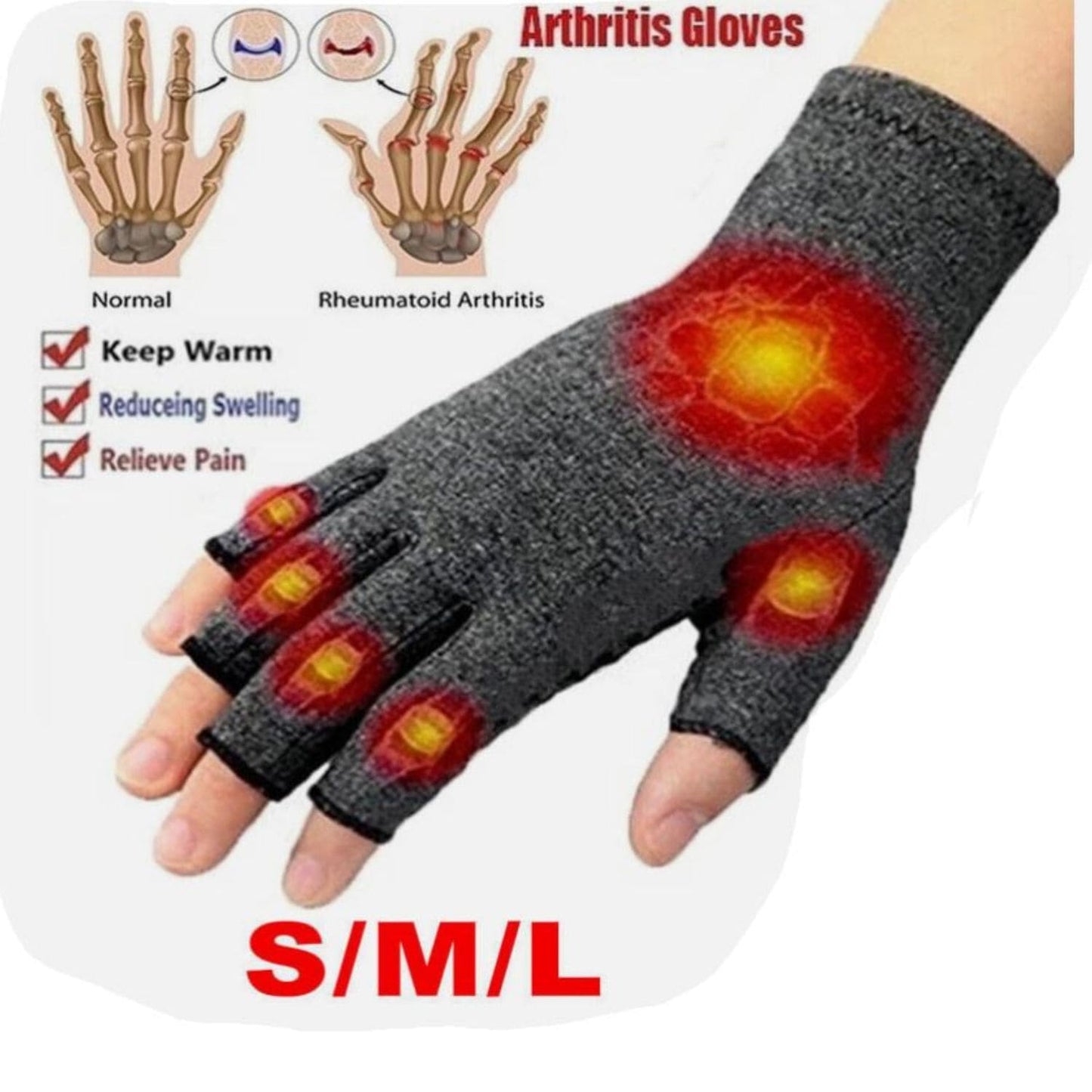 Arthritis compression gloves for sore hands, offering targeted support and relief to reduce pain and swelling, enhancing mobility.