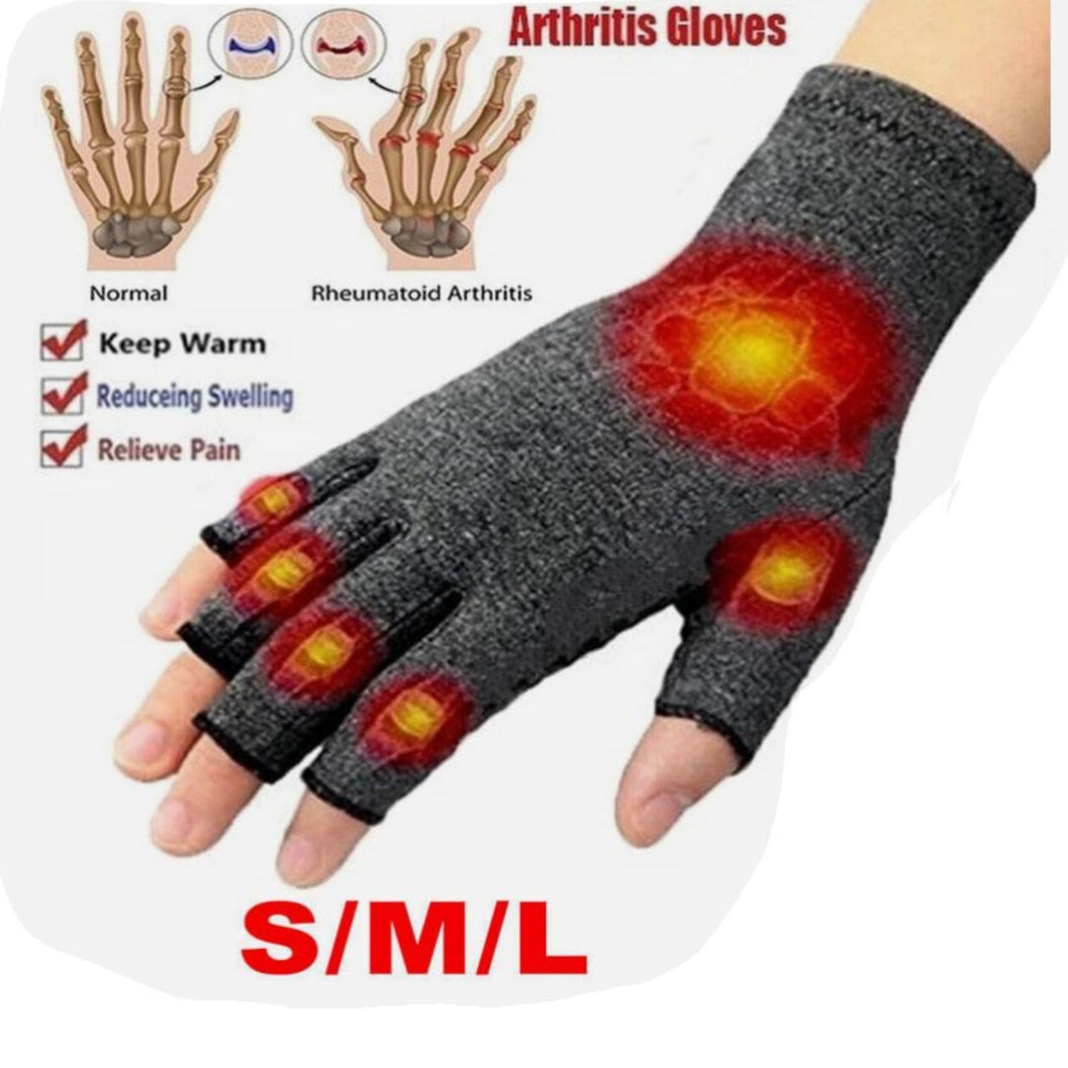 Arthritis compression gloves for sore hands, offering targeted support and relief to reduce pain and swelling, enhancing mobility.