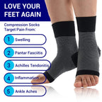 Compression socks targeting pain from swelling, plantar fasciitis, Achilles tendonitis inflammation, and ankle aches – effective foot support for men and women in Australia
