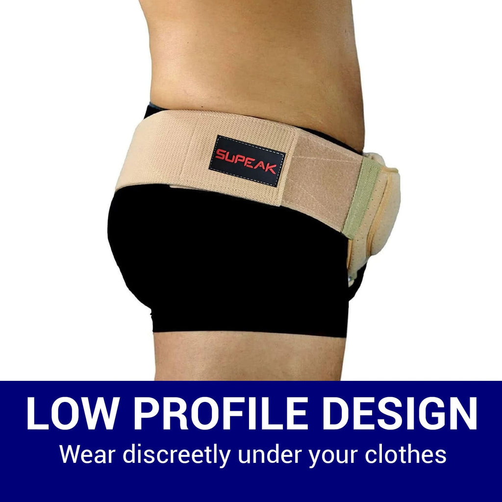 Discreet inguinal hernia support belt with low-profile design – comfortably worn under clothes for men in Australia, ideal for everyday use and groin pain relief