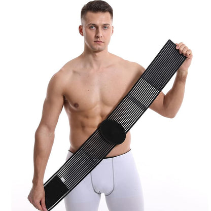 Man showcasing an umbilical hernia belt for abdominal support – medical compression brace for belly button hernia relief in Australia