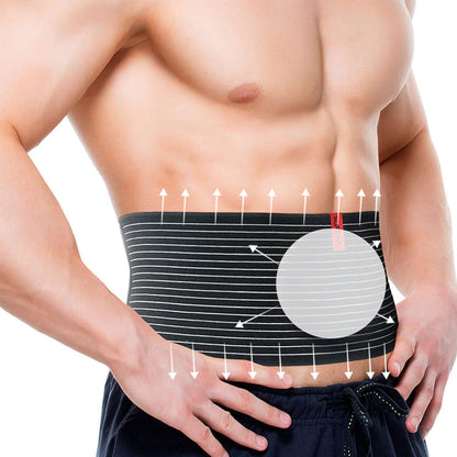 Man wearing an umbilical hernia belt for abdominal support – ideal for men with belly button hernias – available in Australia